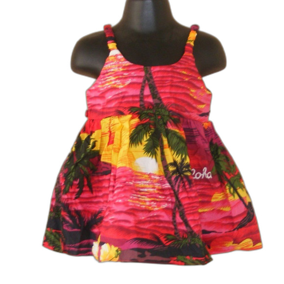 Vintage Other - Vintage HAWAIIAN Sun Dress, 2, Colorful, Pink/red yellow beach print, Strappy